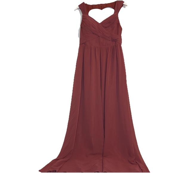 Azazie Raine A8 A-Line Sweetheart Floor Length Bridesmaid Dress Desert Rose - Picture 3 of 15